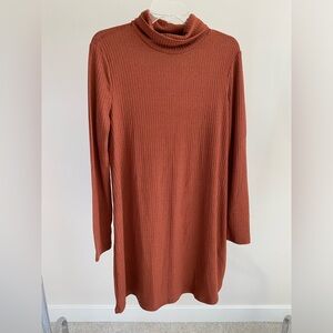 SHEIN Turtle Neck Long Sleeve Brown Sweater Dress, Size XL